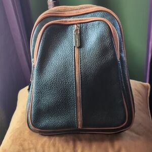 Hunter Green And Tan Valentina Backpack With Gold Hardware. EUC!